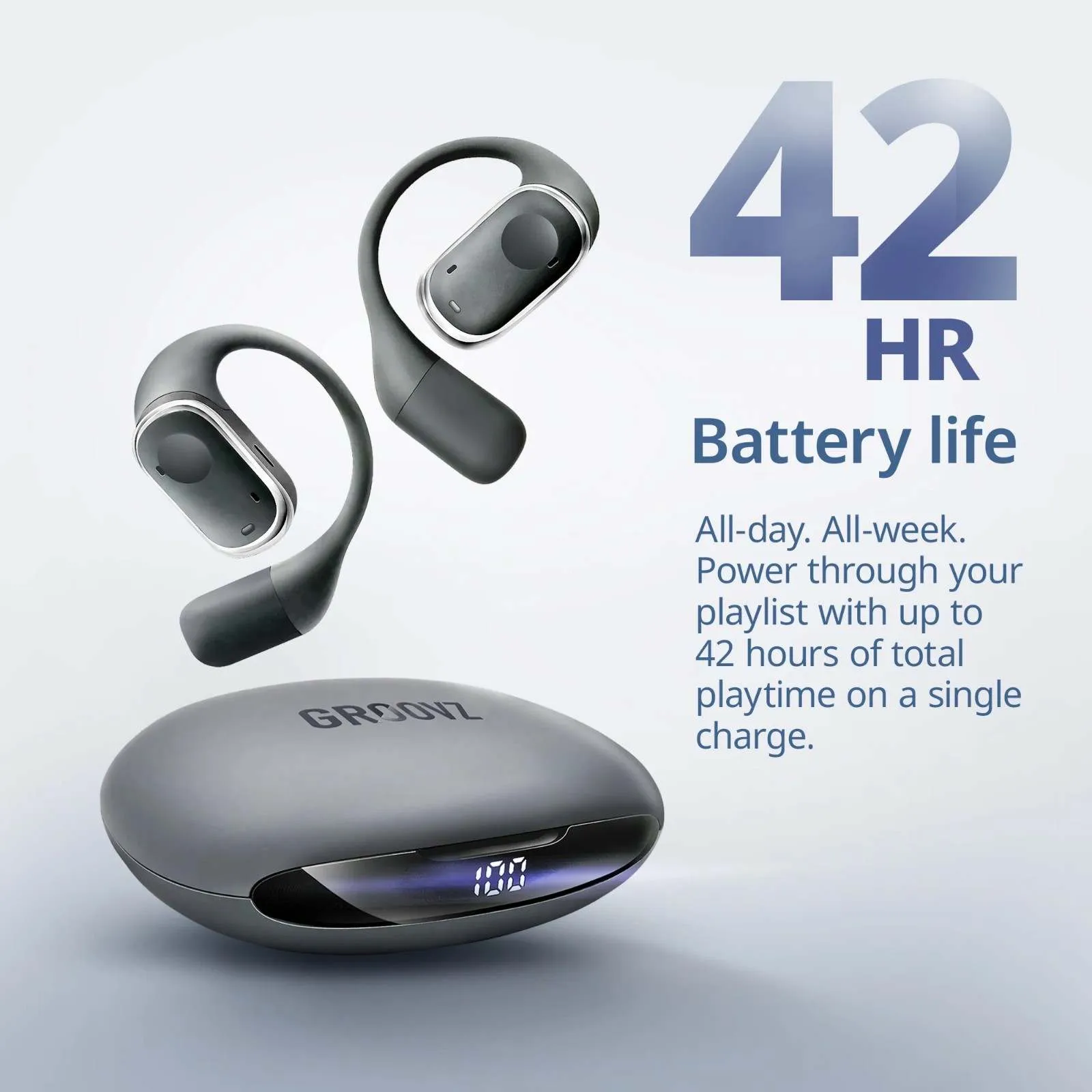 Groovz Plus open-ear headphones for comfortable everyday listening