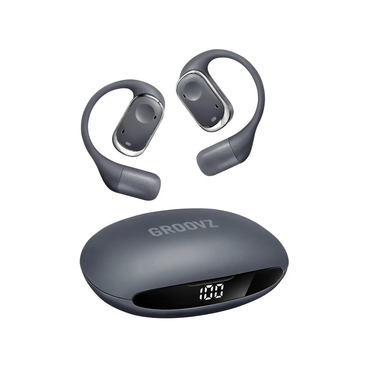 Groovz Plus open-ear headphones with wireless charging case